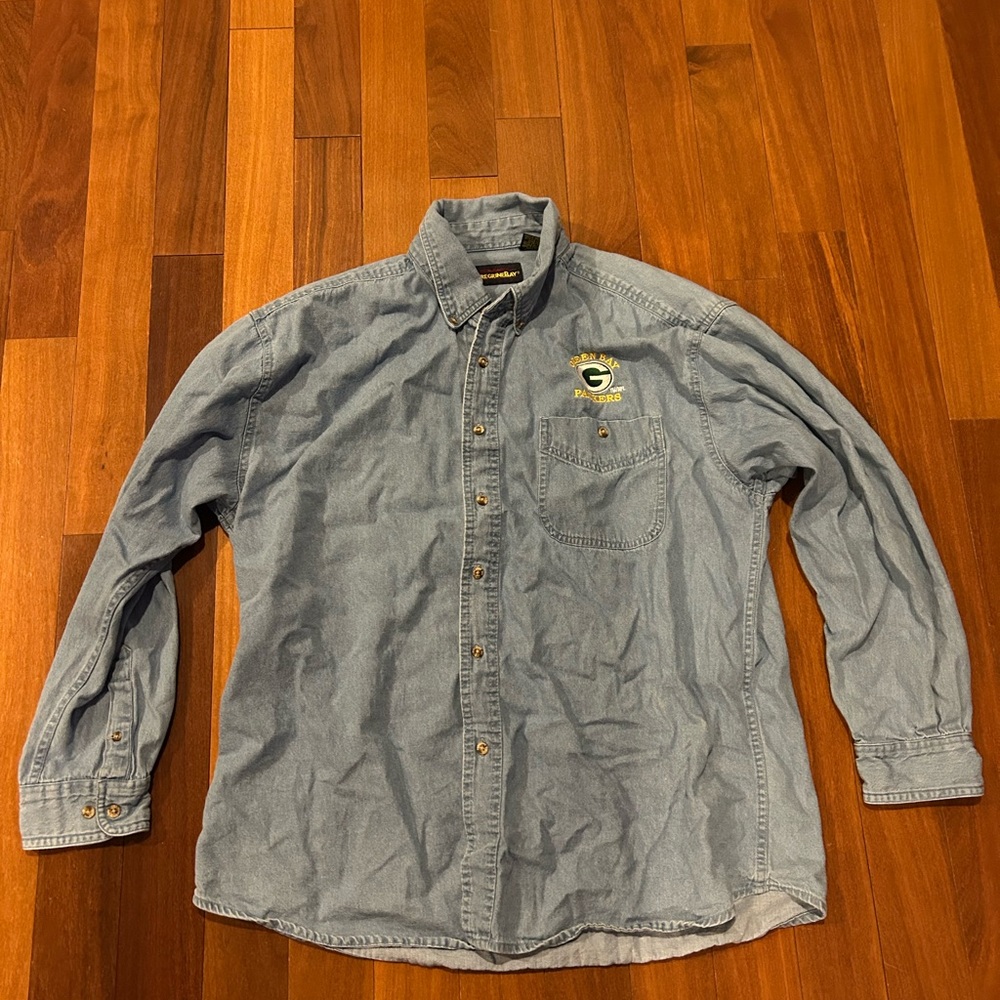 Peregrine Bay Green Bay Packers Casual Light Blue Button Down Shirt size L